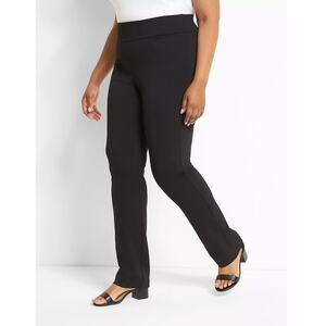 New Lane Bryant Women's Ponte Straight Leg Pull-on Black Pants Plus Size 26